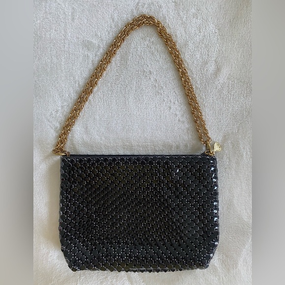 Whiting & Davis Handbags - Vintage Black Mesh Whiting & Davis Black Shoulder Bag Clutch Gold Chain Strap